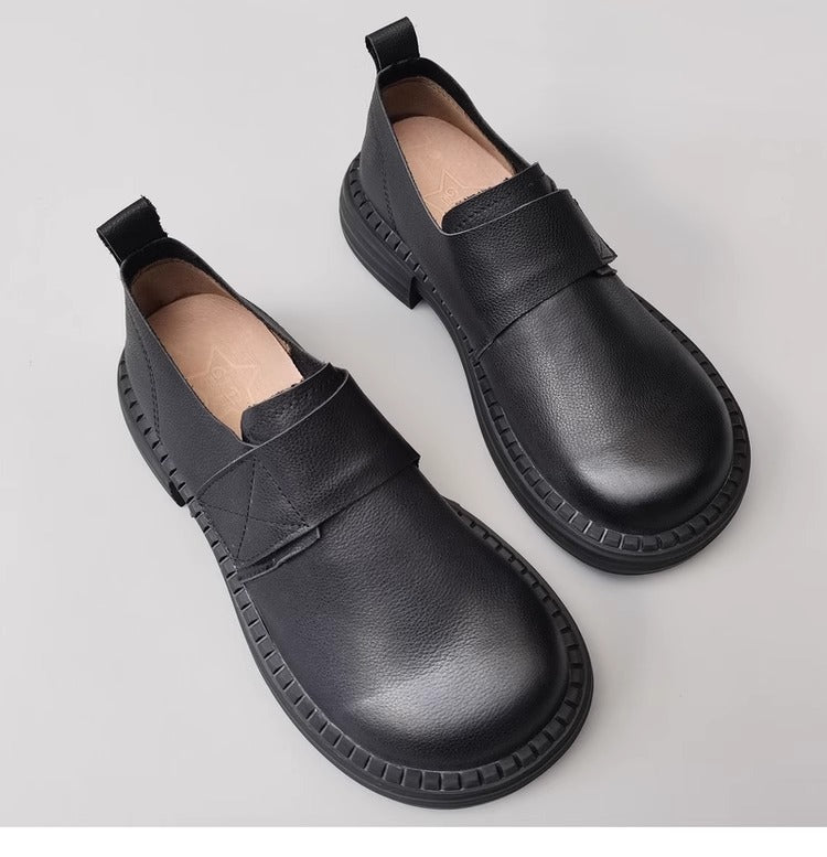 British Style Women's Loafers Wide Fit Big Toe Box Velcro