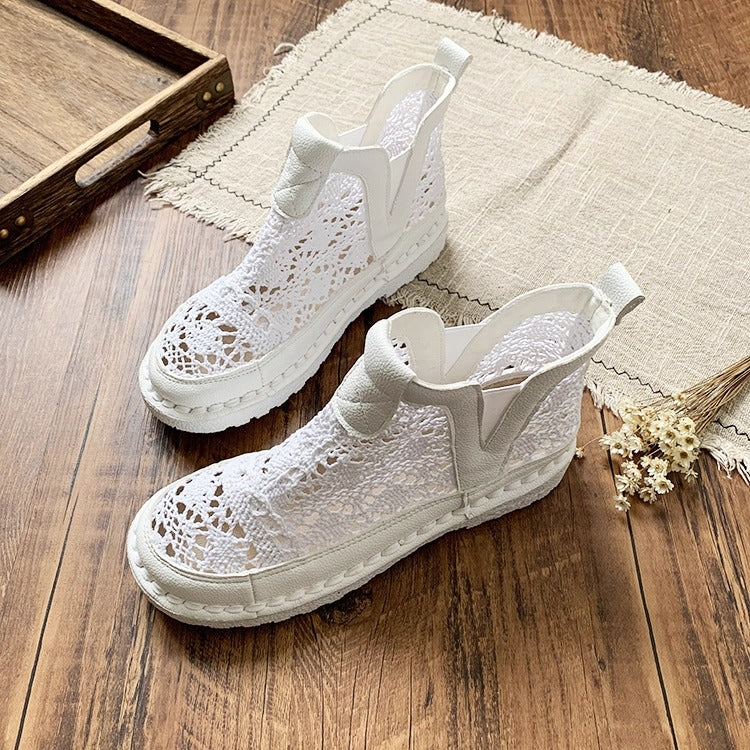 Bohemian Style Summer Lace Boots – Hollow Out Mesh Ankle Boots for Women