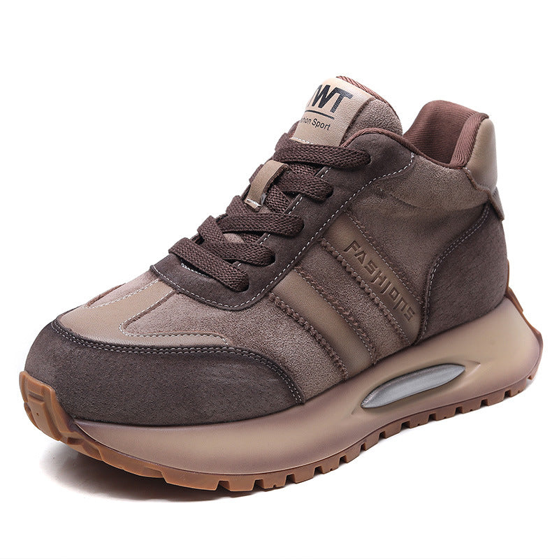 Women's Retro Leather Platform Sneakers – Soft Sole Casual Comfort