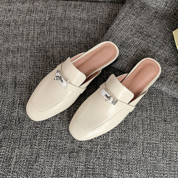 Women's Handmade Leather Classic Comfort Mule Shoes