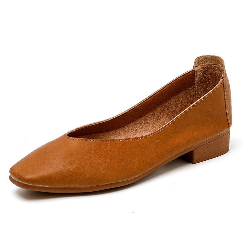 Soft Leather Slip-On Glove Shoes – Women's Multicolor Low Heel Comfortable Flats