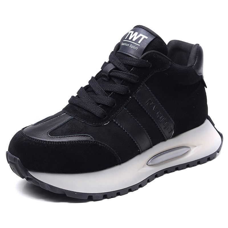 Women's Retro Leather Platform Sneakers – Soft Sole Casual Comfort Shoes