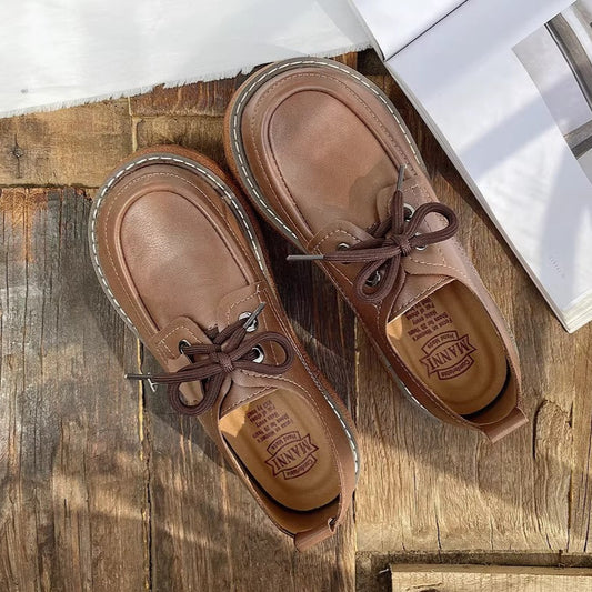 Women's Retro Lace-Up Flats – Casual & Comfortable Everyday Shoes