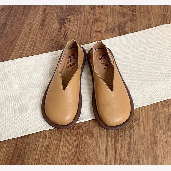 Women's V-Cut Casual Loafers – Flat Convertible Heel Slip-On Shoes