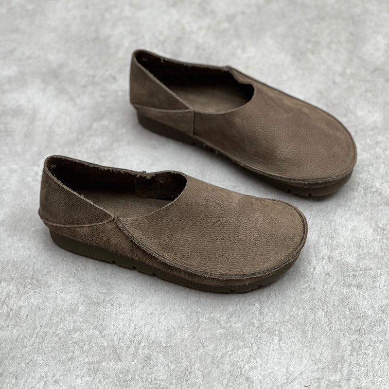 Womens Minimalist Genuine Leather Soft Flat-Soled Comfortable Loafers