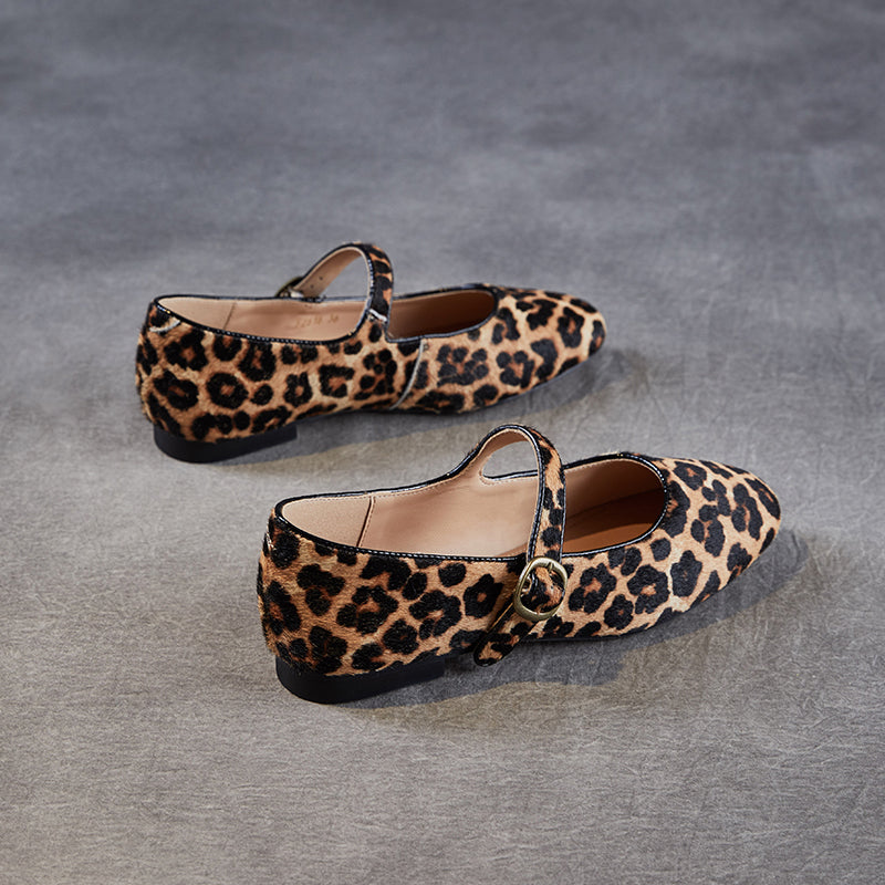 Women's Stylishly Leopard Print Mary Jane Comfort Flats