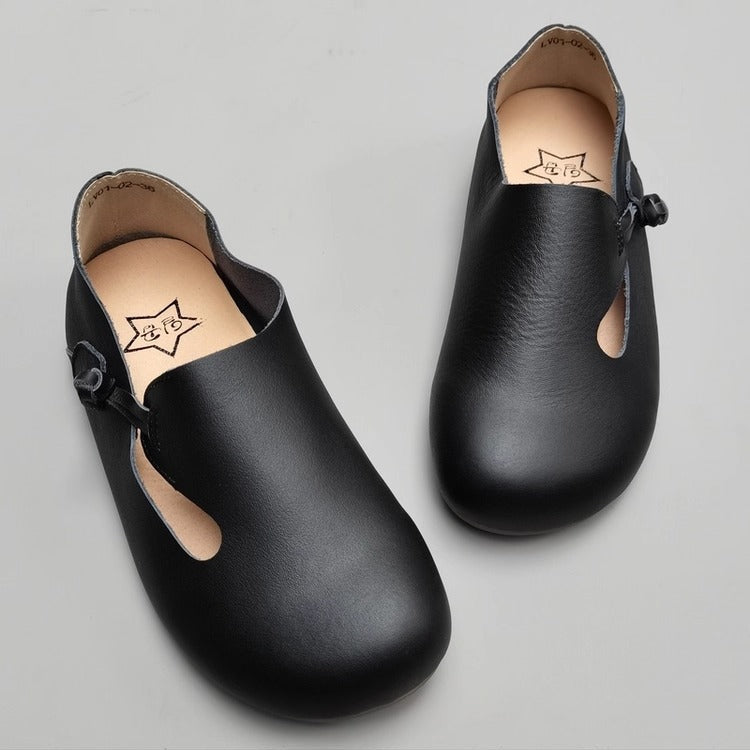 Women's Handmade Cowhide Leather Flats – Soft, Non-Slip & Vintage Style
