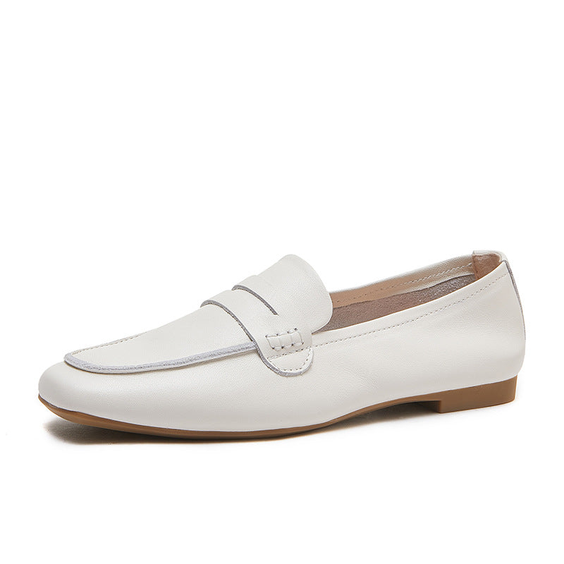 Women's Leather Square Toe Casual Comfortable Classic Loafers