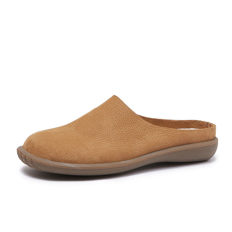 Women's Leather Minimalist Casual Comfort Flat Mule Shoes