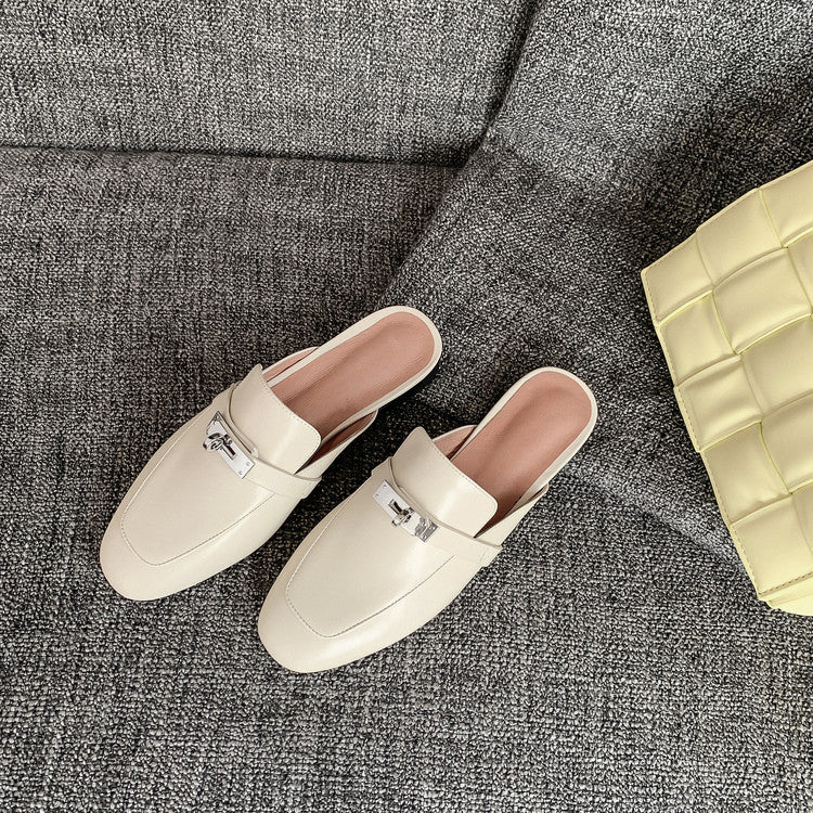 Women's Handmade Leather Classic Comfort Mule Shoes