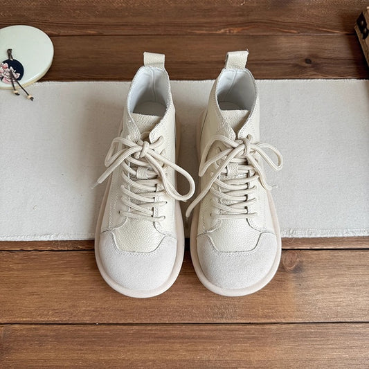 Women's Comfortable Vintage Lace-Up Ankle Boots – Wide Round Toe