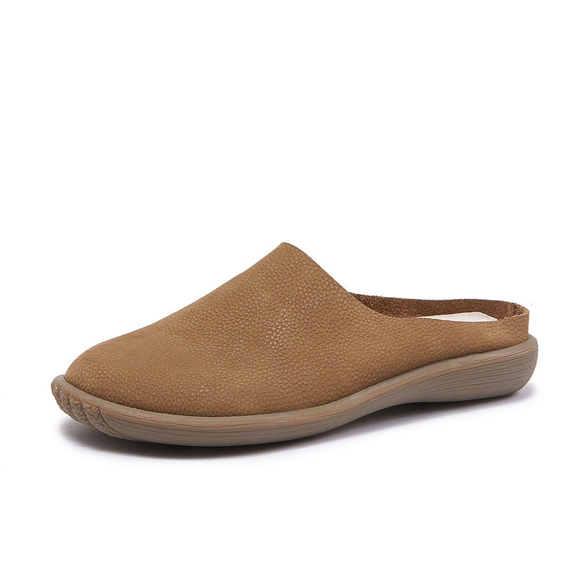 Women's Leather Minimalist Casual Comfort Flat Mule Shoes