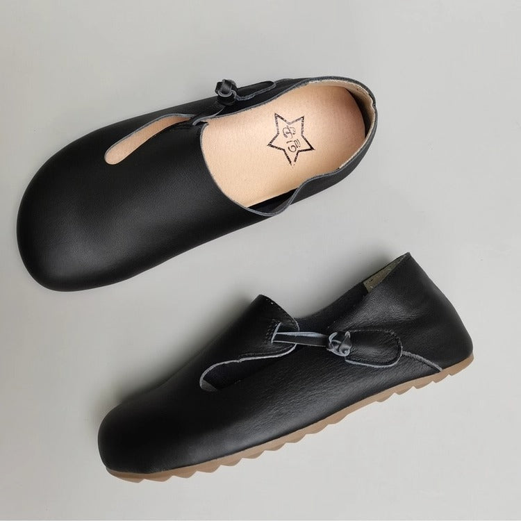 Women's Handmade Cowhide Leather Flats – Soft, Non-Slip & Vintage Style