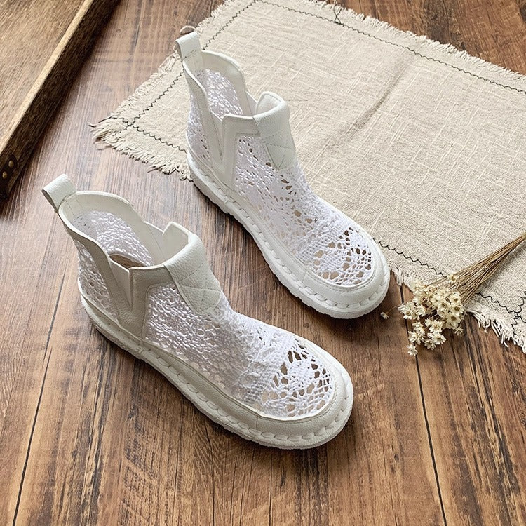 Bohemian Style Summer Lace Boots – Hollow Out Mesh Ankle Boots for Women