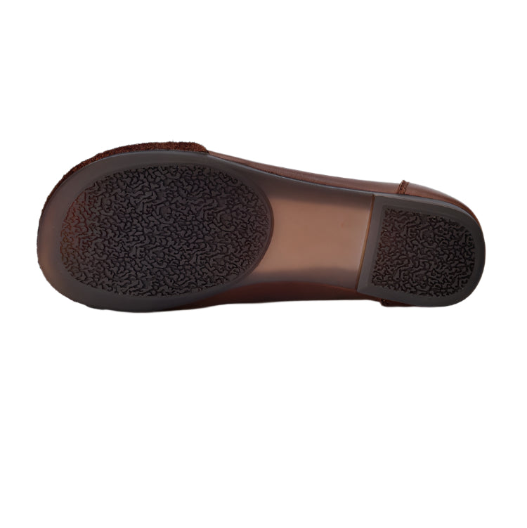 Handmade Leather Vintage Round Toe Patchwork Ballet Flat Shoes Women's Shoes