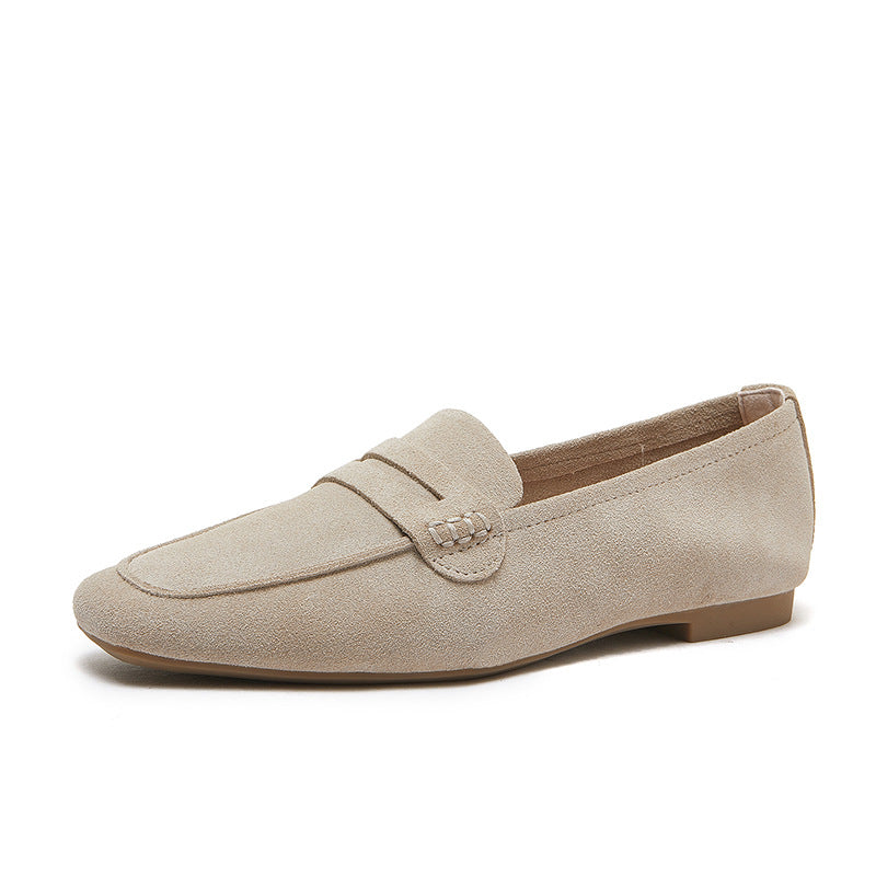Women's Leather Square Toe Casual Comfortable Classic Loafers