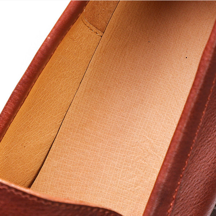 Women's Vintage Leather Handmade Wide Toe Box Loafers