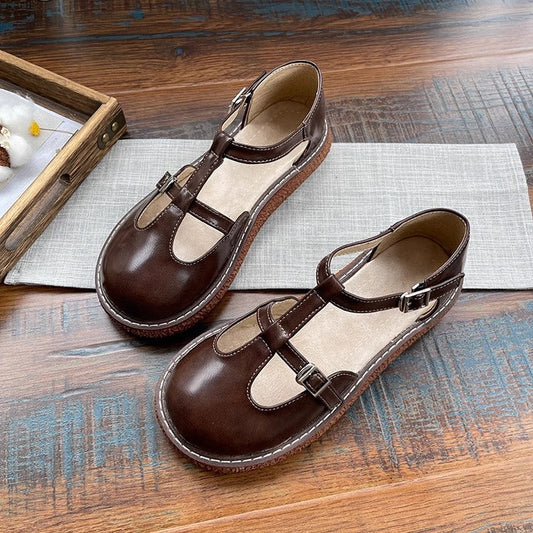 Womens Mori Literary Style Closed Toe Side Hollow Sandals