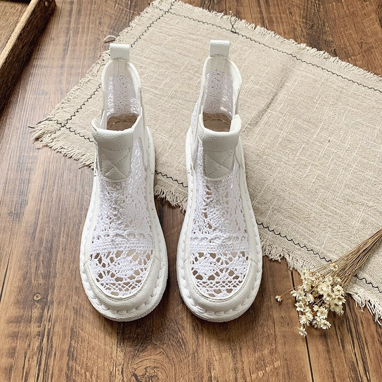 Bohemian Style Summer Lace Boots – Hollow Out Mesh Ankle Boots for Women