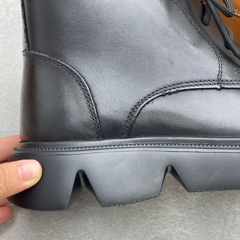 Women's Vintage Leather Platform Ankle Boots – Lace-Up Zipper Style