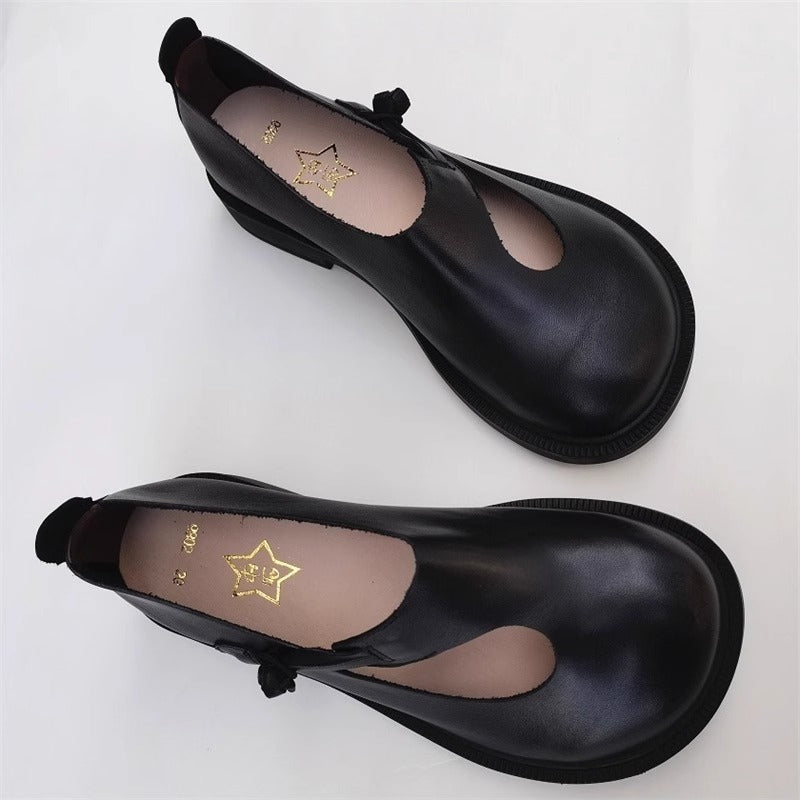 Handmade Women's Leather Wide Toe Box Flats – Casual Slip-On Shoes with Comfort
