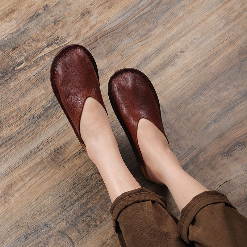 Women's Leather Minimalist Flat Mule Shoes