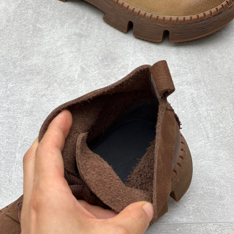 Women's Vintage Platform Ankle Boots – Lace-Up Non-Slip Style