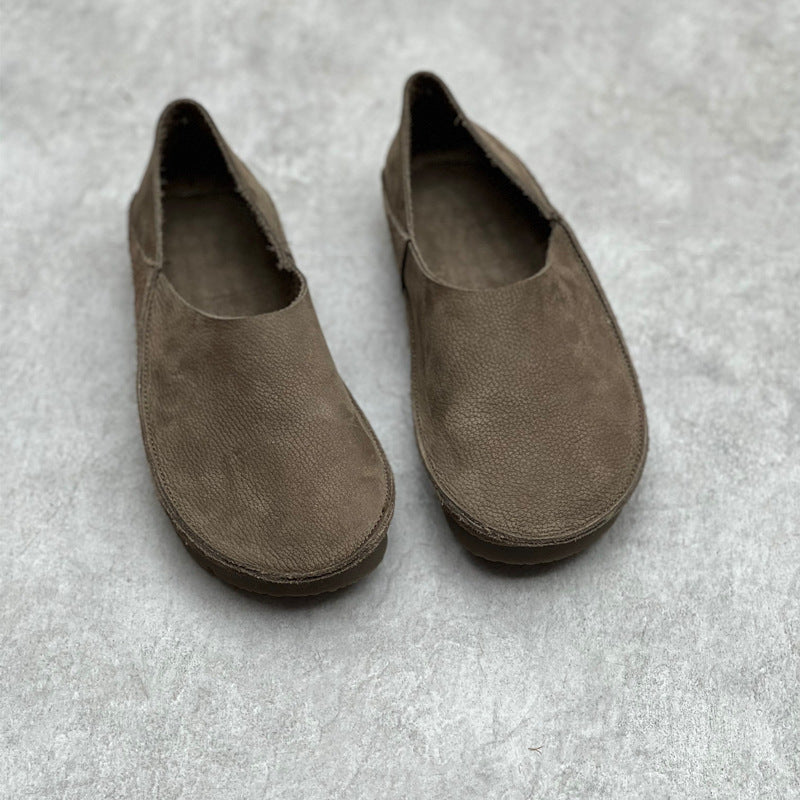 Womens Minimalist Genuine Leather Soft Flat-Soled Comfortable Loafers