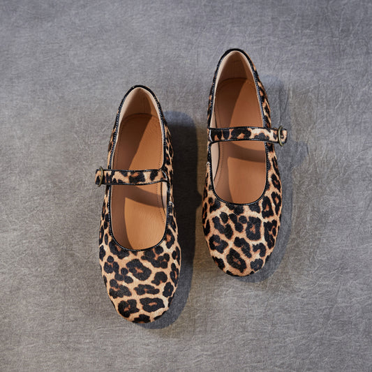 Women's Stylishly Leopard Print Mary Jane Comfort Flats