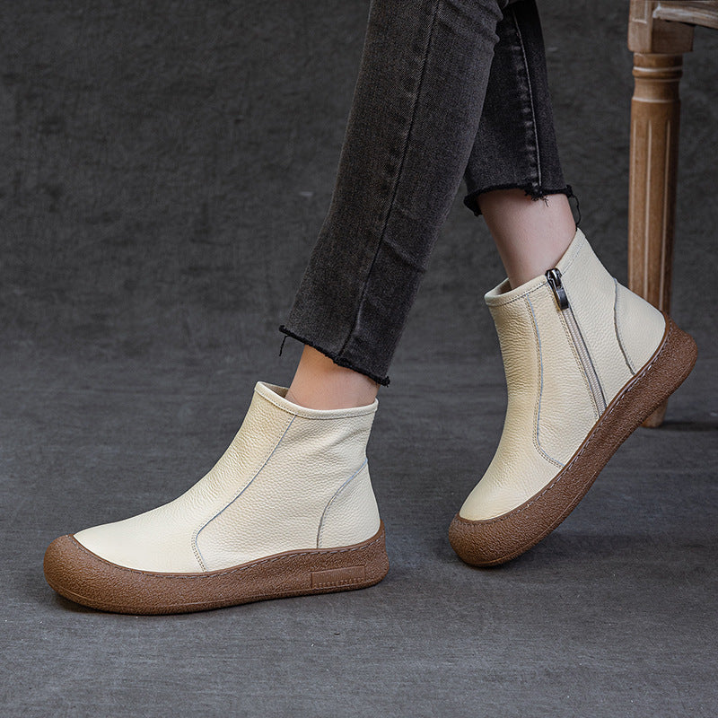 Women's Casual Round Toe Zipper Ankle Boots – Everyday Style