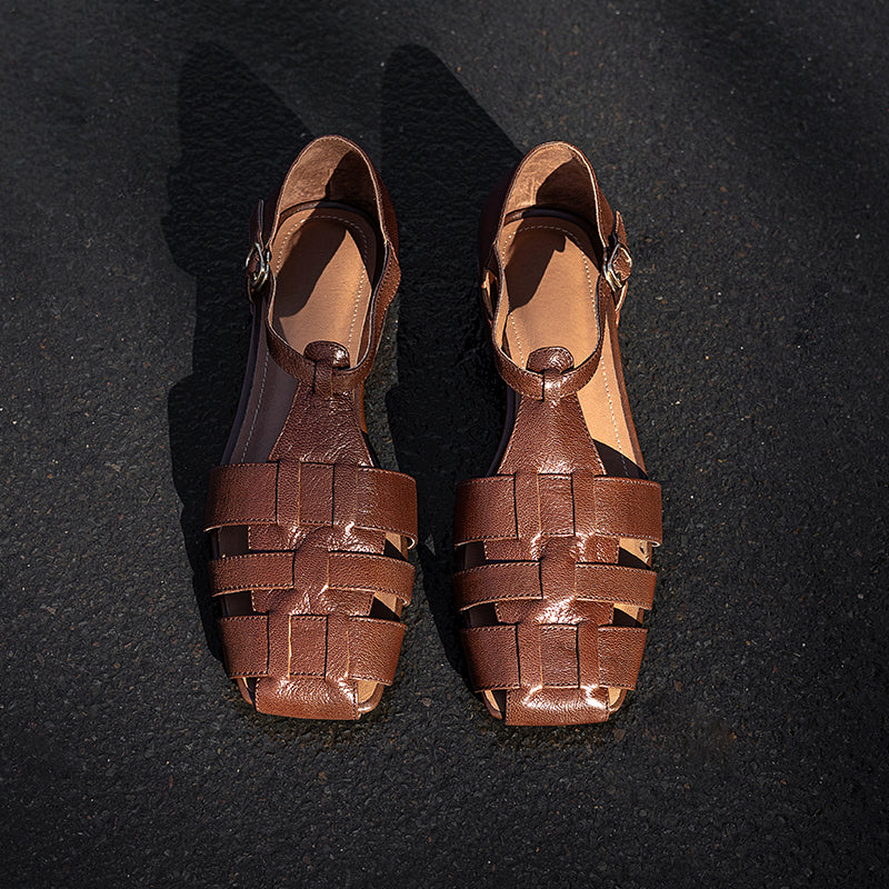 Artisanal Genuine Leather Fisherman Sandals – Closed Toe Comfort Shoes for Women