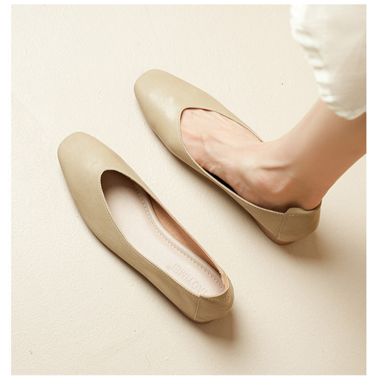 Soft Leather Slip-On Glove Shoes – Women's Multicolor Low Heel Comfortable Flats