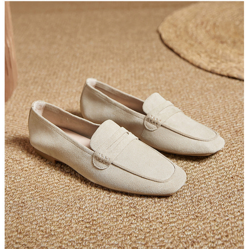 Women's Leather Square Toe Casual Comfortable Classic Loafers