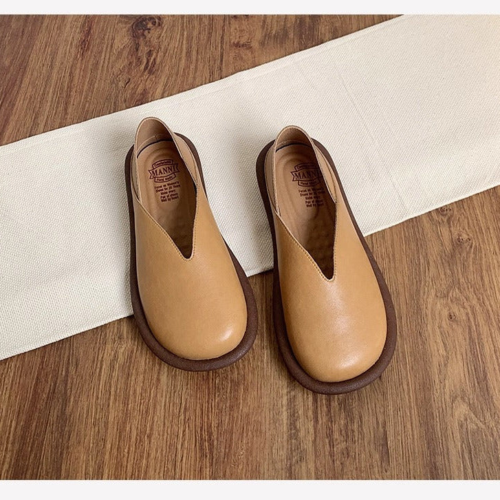 Women's V-Cut Casual Loafers – Flat Convertible Heel Slip-On Shoes