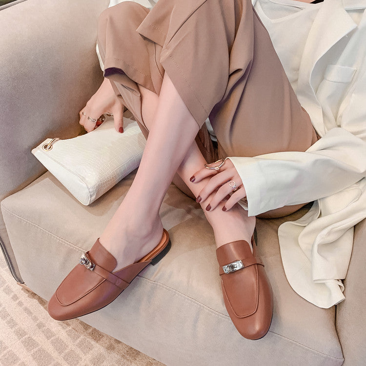 Women's Handmade Leather Classic Comfort Mule Shoes