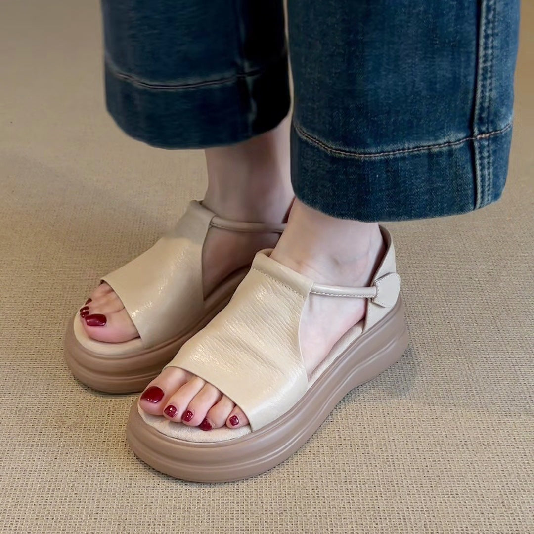 Chic Women's Summer Velcro Sandals – Open-Toe Platform Style