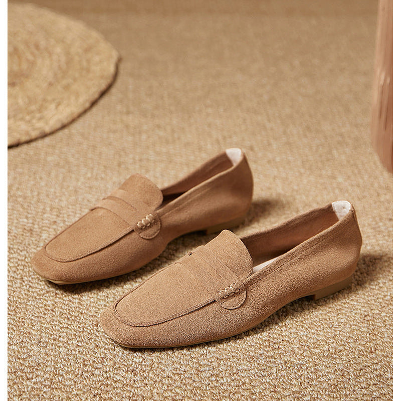 Women's Leather Square Toe Casual Comfortable Classic Loafers