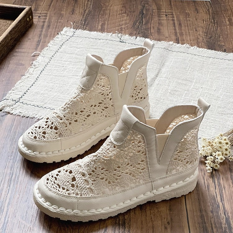 Bohemian Style Summer Lace Boots – Hollow Out Mesh Ankle Boots for Women