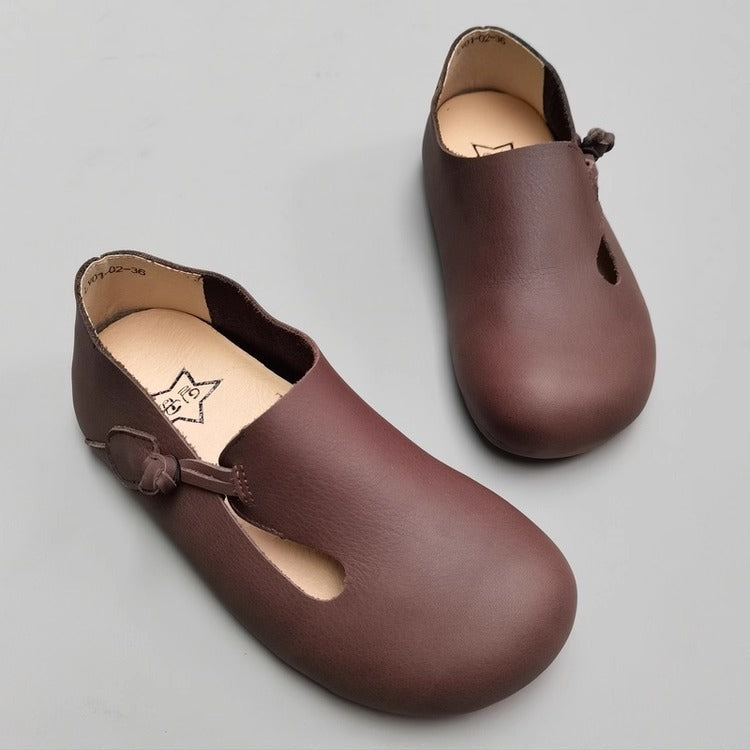 Women's Handmade Cowhide Leather Flats – Soft, Non-Slip & Vintage Style
