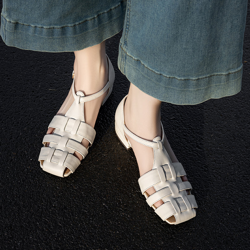 Artisanal Genuine Leather Fisherman Sandals – Closed Toe Comfort Shoes for Women