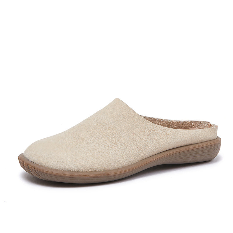 Women's Leather Minimalist Casual Comfort Flat Mule Shoes