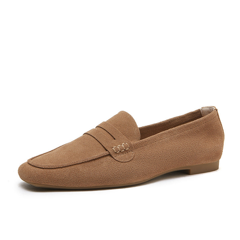 Women's Leather Square Toe Casual Comfortable Classic Loafers
