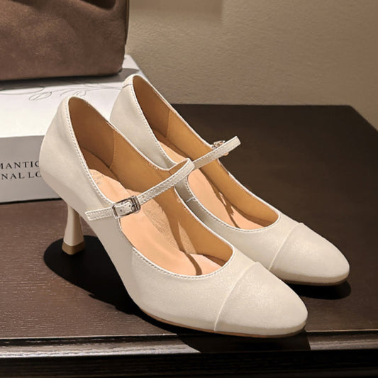 Women's French Stiletto Heel Buckle Mary Jane Pump Dress Shoes
