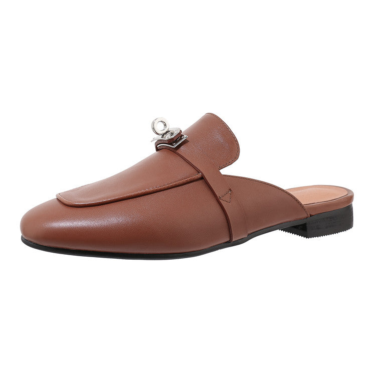 Women's Handmade Leather Classic Comfort Mule Shoes