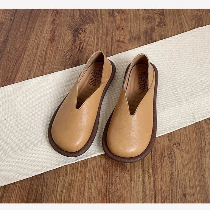 Women's V-Cut Casual Loafers – Flat Convertible Heel Slip-On Shoes