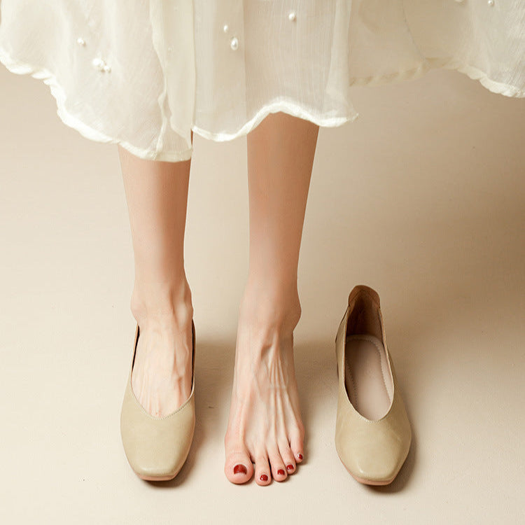 Soft Leather Slip-On Glove Shoes – Women's Multicolor Low Heel Comfortable Flats