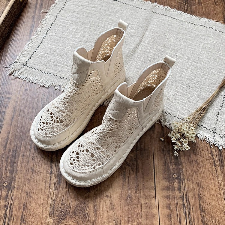 Bohemian Style Summer Lace Boots – Hollow Out Mesh Ankle Boots for Women