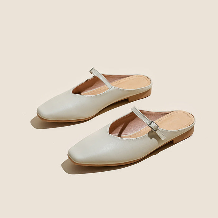 Women's Leather Stylish Comfortable Daily Mule Shoes