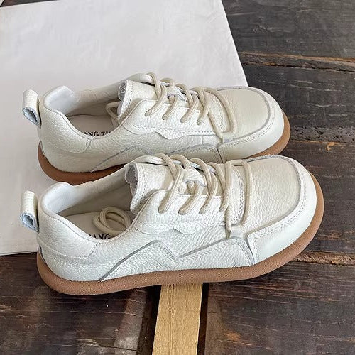 Women's Genuine Leather Casual Lace-Up Flat Shoes