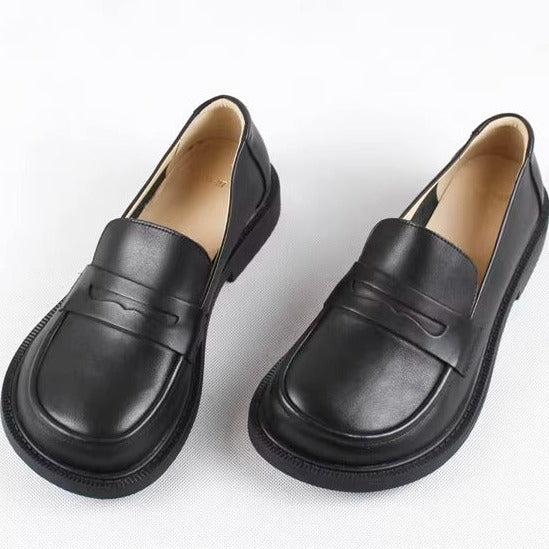 Handmade Big Toe Box Loafers Comfortable Soft Leather Womens Shoes